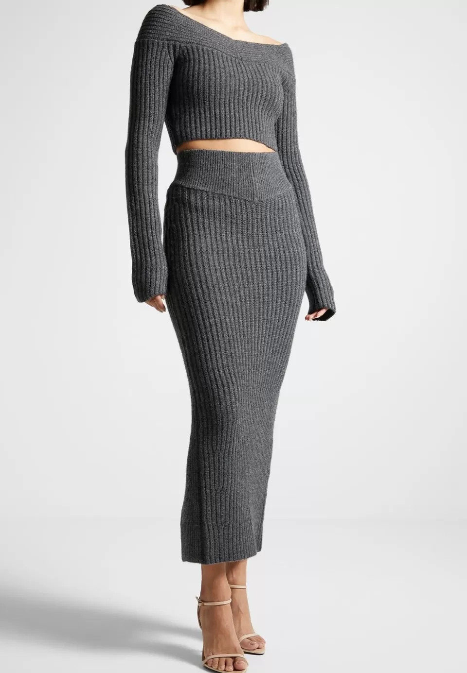 Manière De Voir Angled Waist Knit Maxi Skirt>Woman Matching Sets