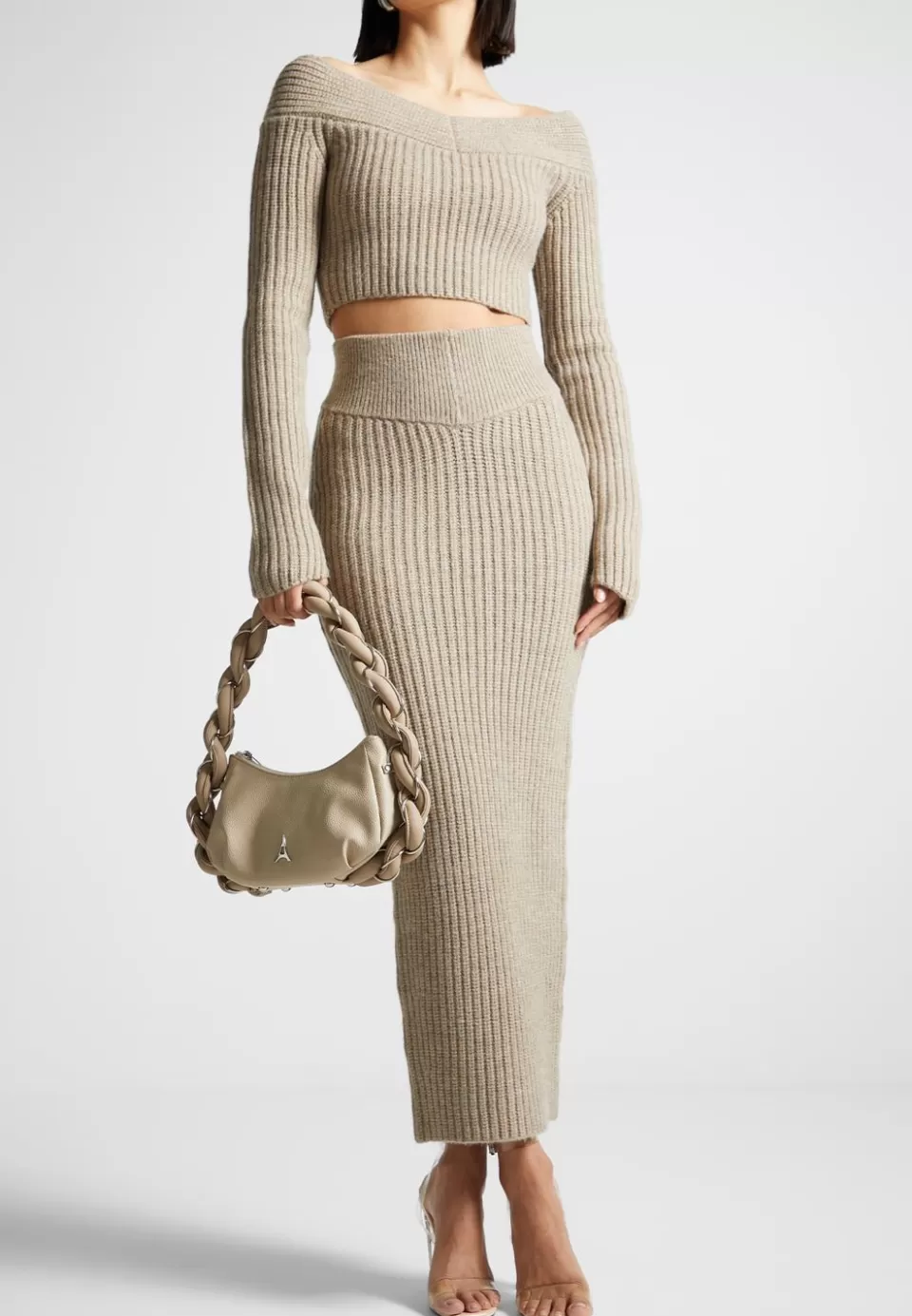 Manière De Voir Angled Waist Knit Maxi Skirt>Woman Matching Sets