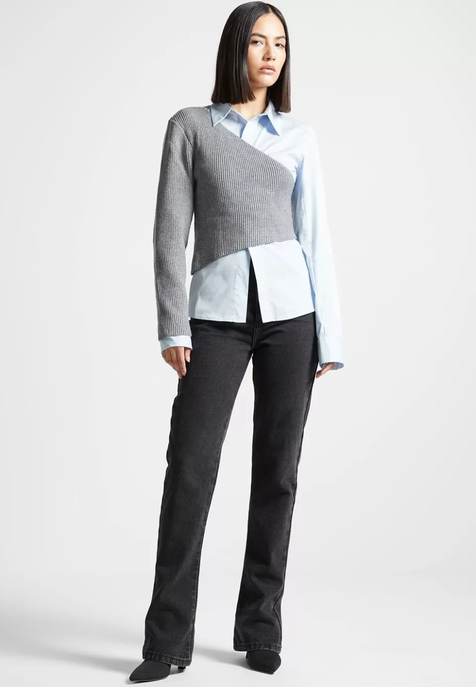 Manière De Voir Asymmetric Knitted Overlay Shirt>Woman Shirts