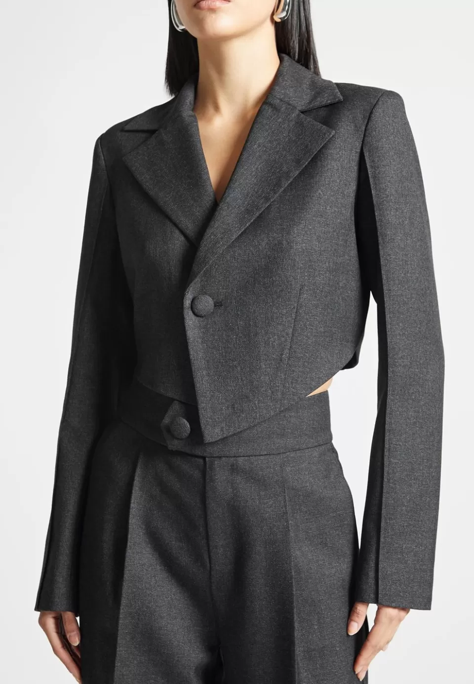 Manière De Voir Asymmetric Tailored Cropped Blazer>Woman Matching Sets