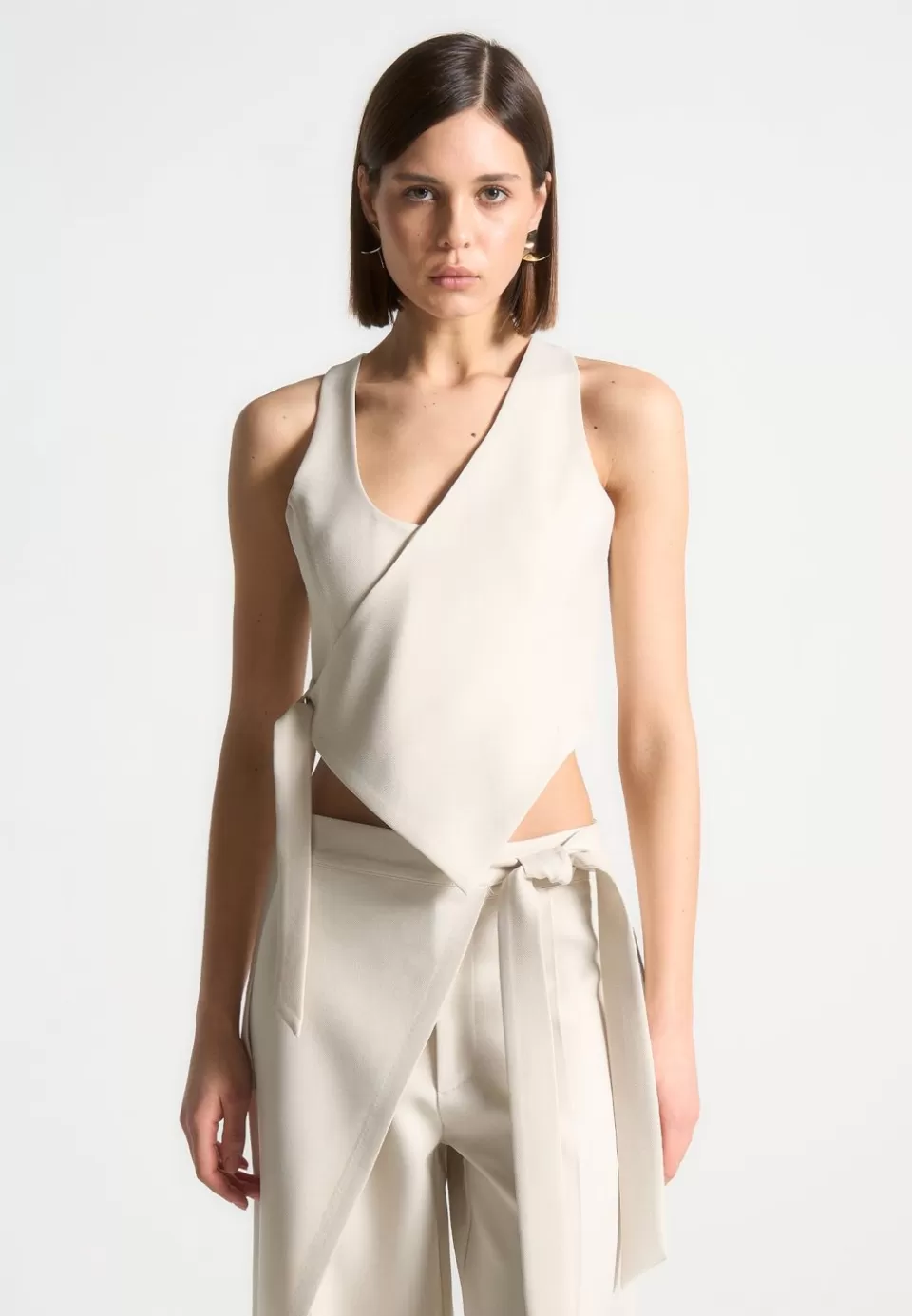 Manière De Voir Asymmetric Tailored Waistcoat With Tie>Woman Matching Sets