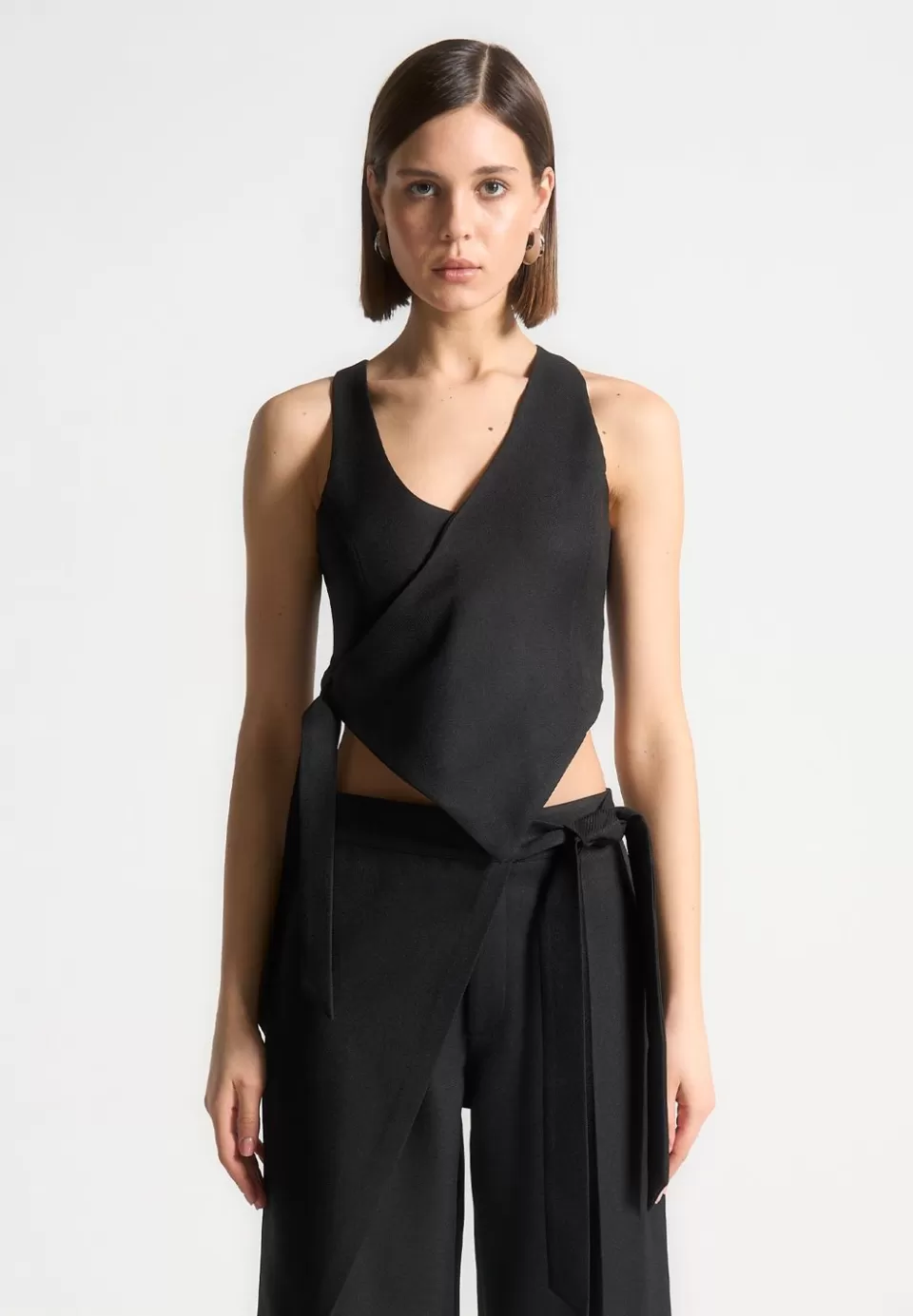 Manière De Voir Asymmetric Tailored Waistcoat With Tie>Woman Matching Sets