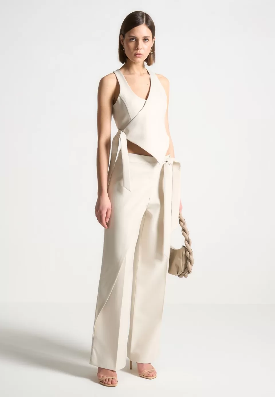 Manière De Voir Asymmetric Tailored Waistcoat With Tie>Woman Matching Sets