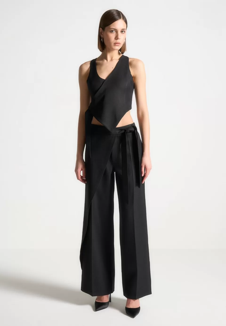 Manière De Voir Asymmetric Tailored Waistcoat With Tie>Woman Matching Sets
