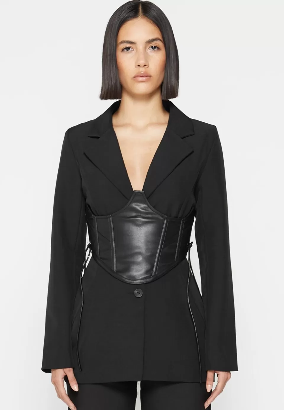 Manière De Voir Blazer With Vegan Leather Corset>Woman Blazers & Waistcoats