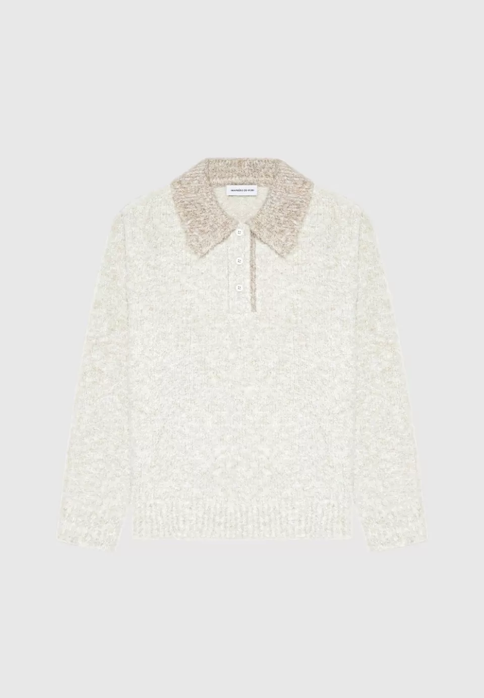 Manière De Voir Boucle Knit Contrast Polo Jumper - Cream>Man Knitwear