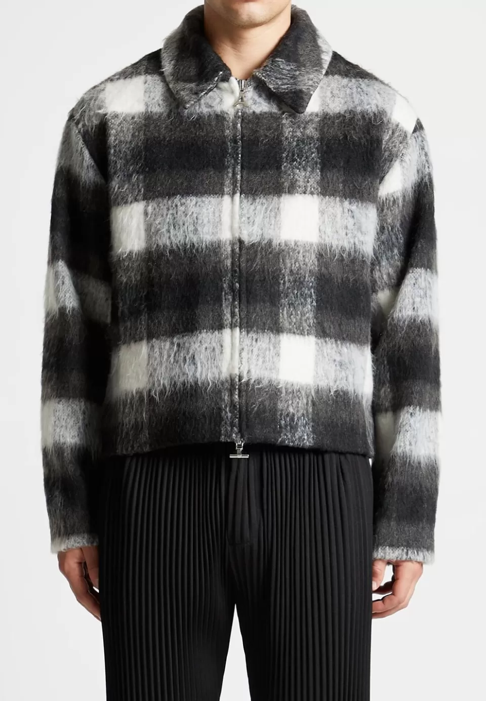 Manière De Voir Boxy Check Jacket With Borg Collar>Man Jackets