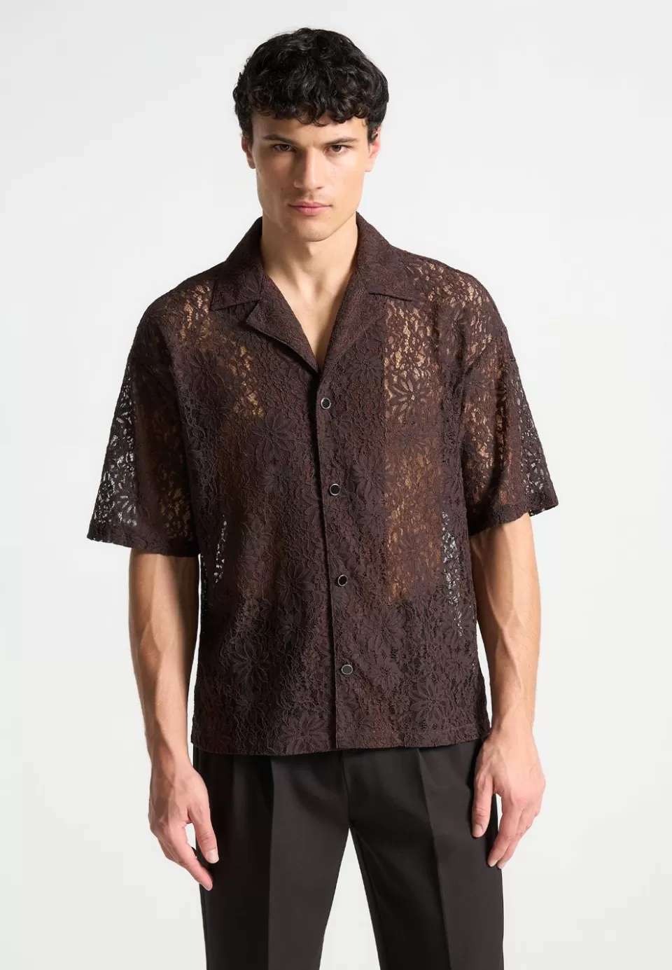 Manière De Voir Boxy Lace Revere Shirt>Man Shirts