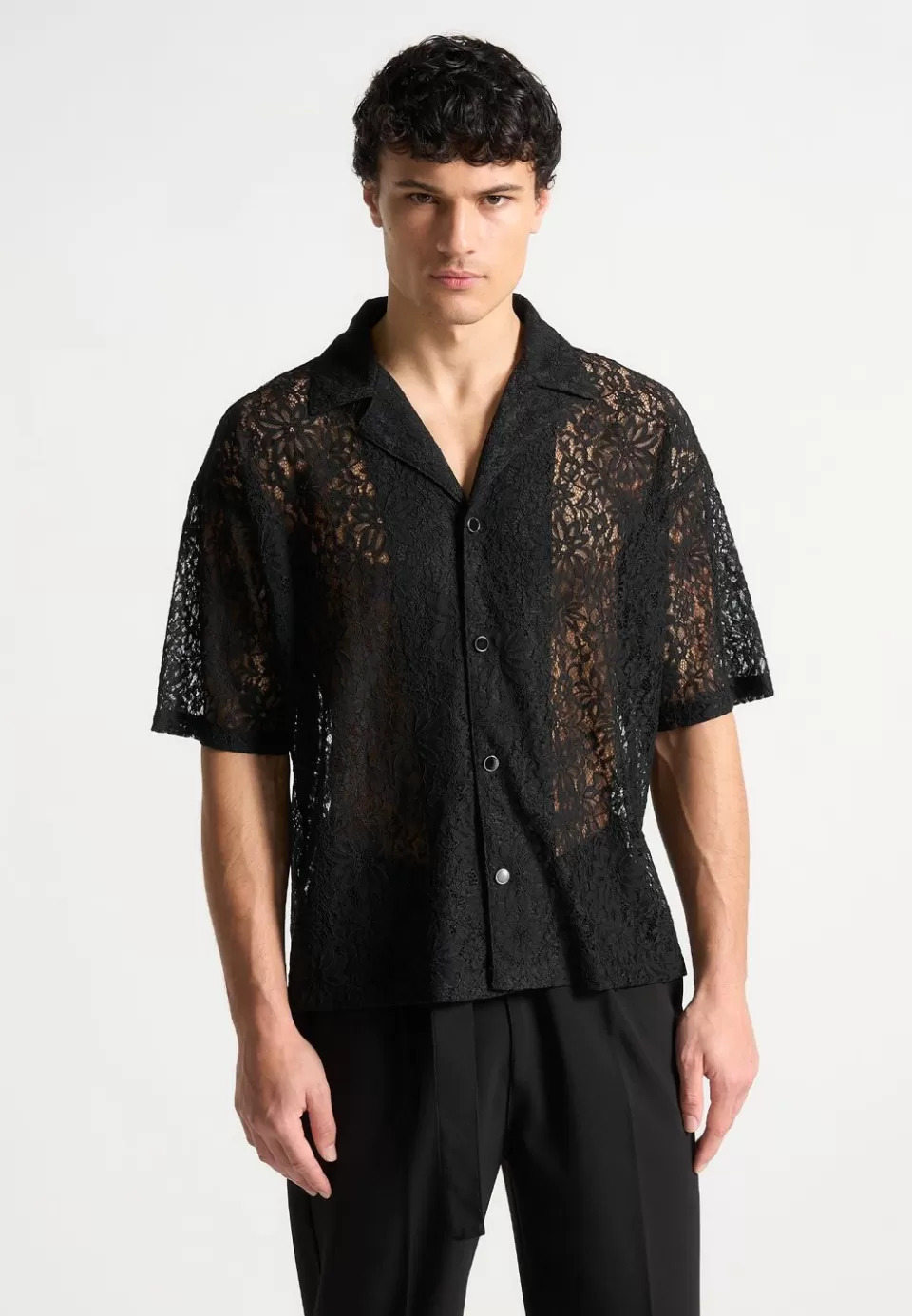 Manière De Voir Boxy Lace Revere Shirt>Man Shirts
