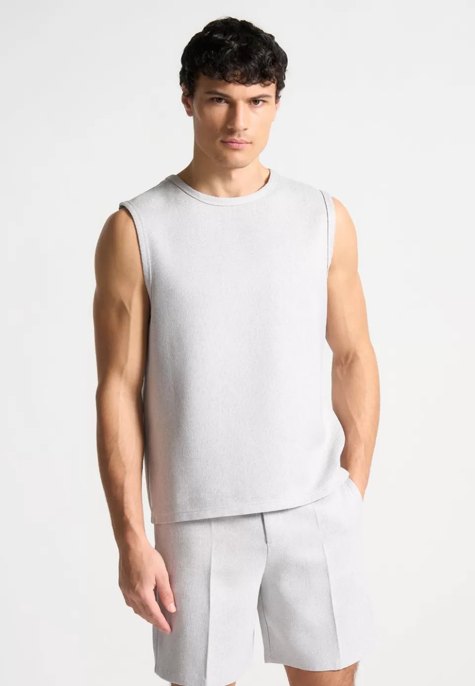 Manière De Voir Boxy Textured Vest>Man Modern Tailoring