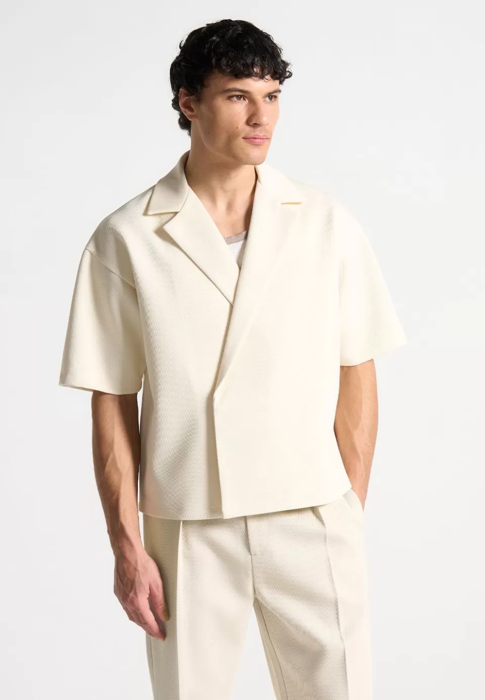 Manière De Voir Boxy Twill Double Breasted Shirt>Man Modern Tailoring