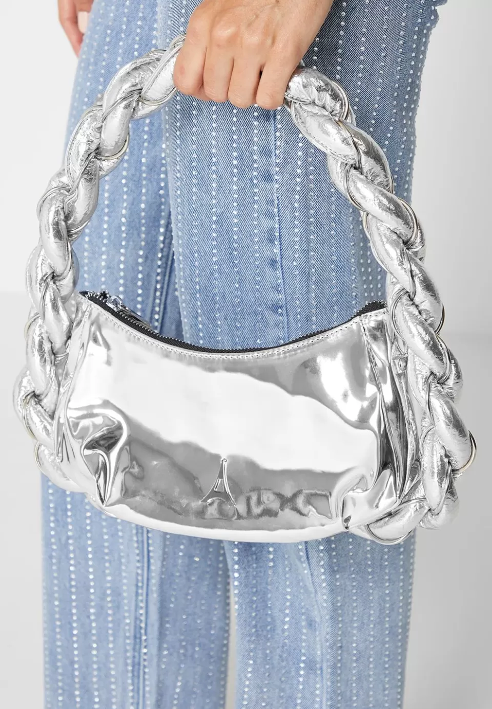 Manière De Voir Chain Plaited Rope Handbag Chrome>Woman Bags