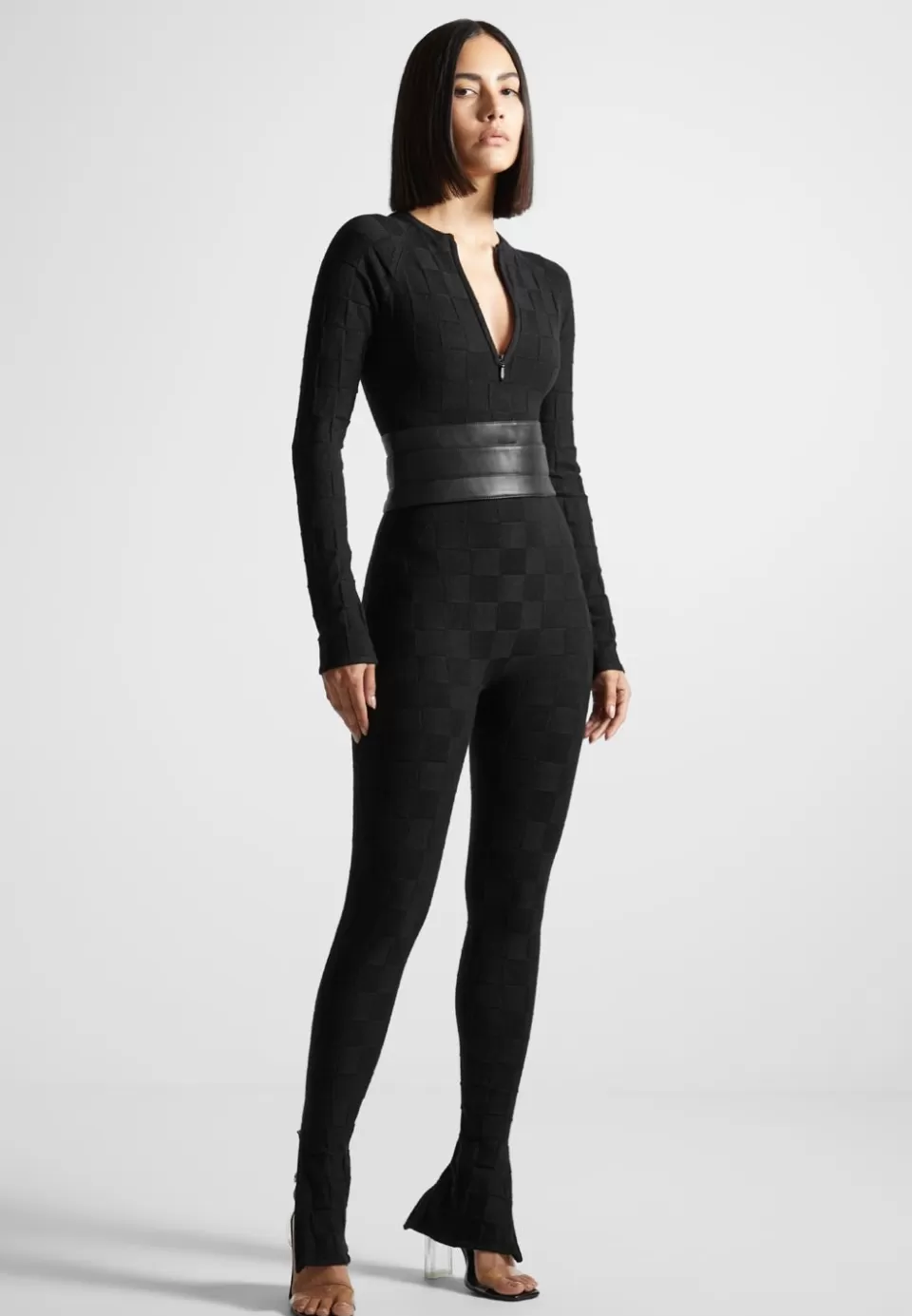 Manière De Voir Chequerboard Knit Jumpsuit With Belt>Woman Jumpsuits & Playsuits