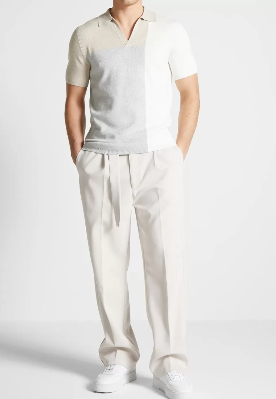 Manière De Voir Colour Block Knit Revere Polo Top>Man Polo Tops