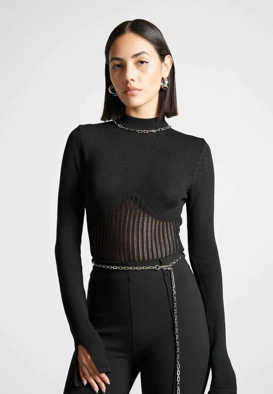 Manière De Voir Contour Knit Bodysuit With Chain>Woman Matching Sets