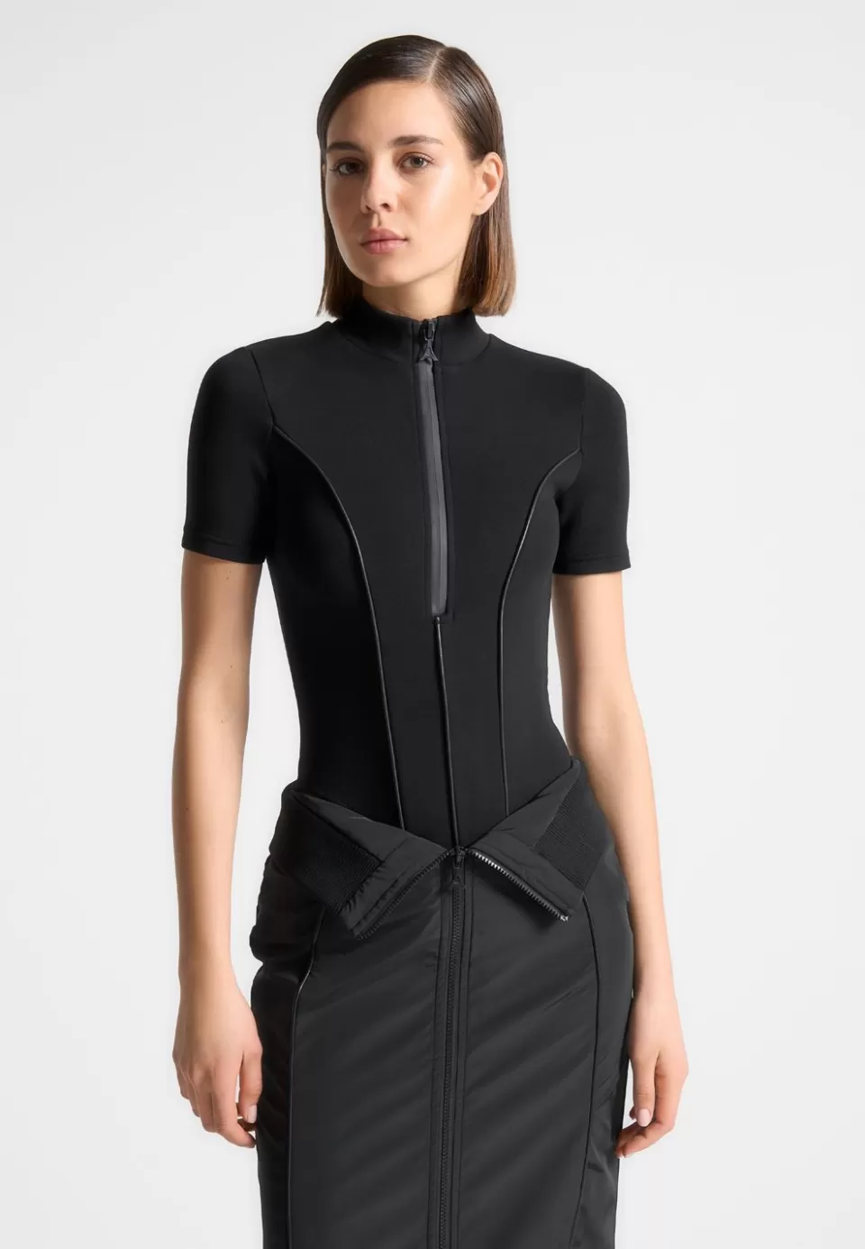 Manière De Voir Contour Mock Neck T-Shirt Bodysuit>Woman Bodysuits