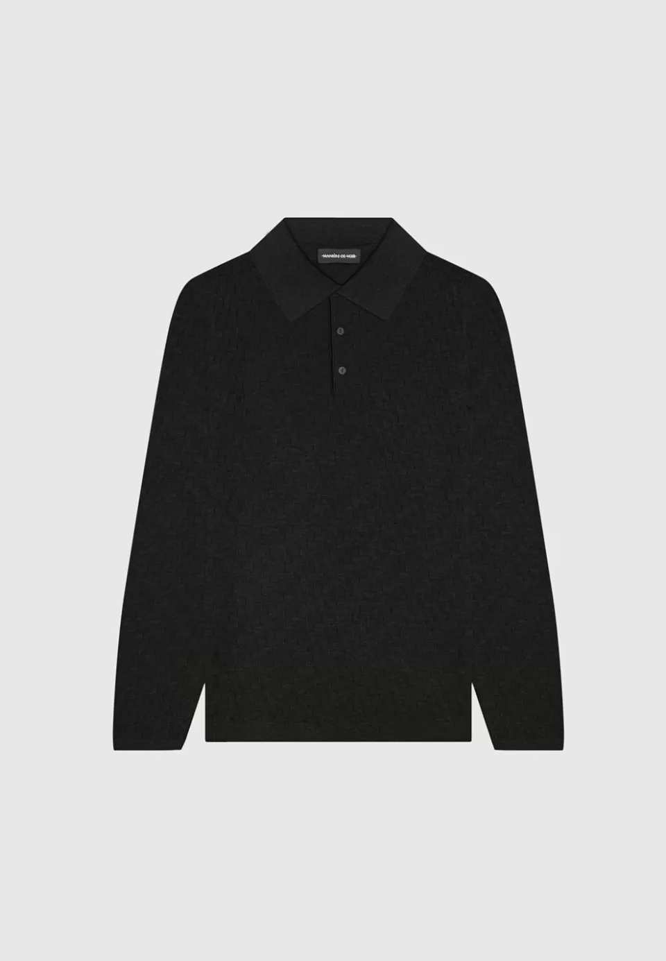 Manière De Voir Cotton Blend Waffle Knit Long Sleeve Polo Top>Man Polo Tops