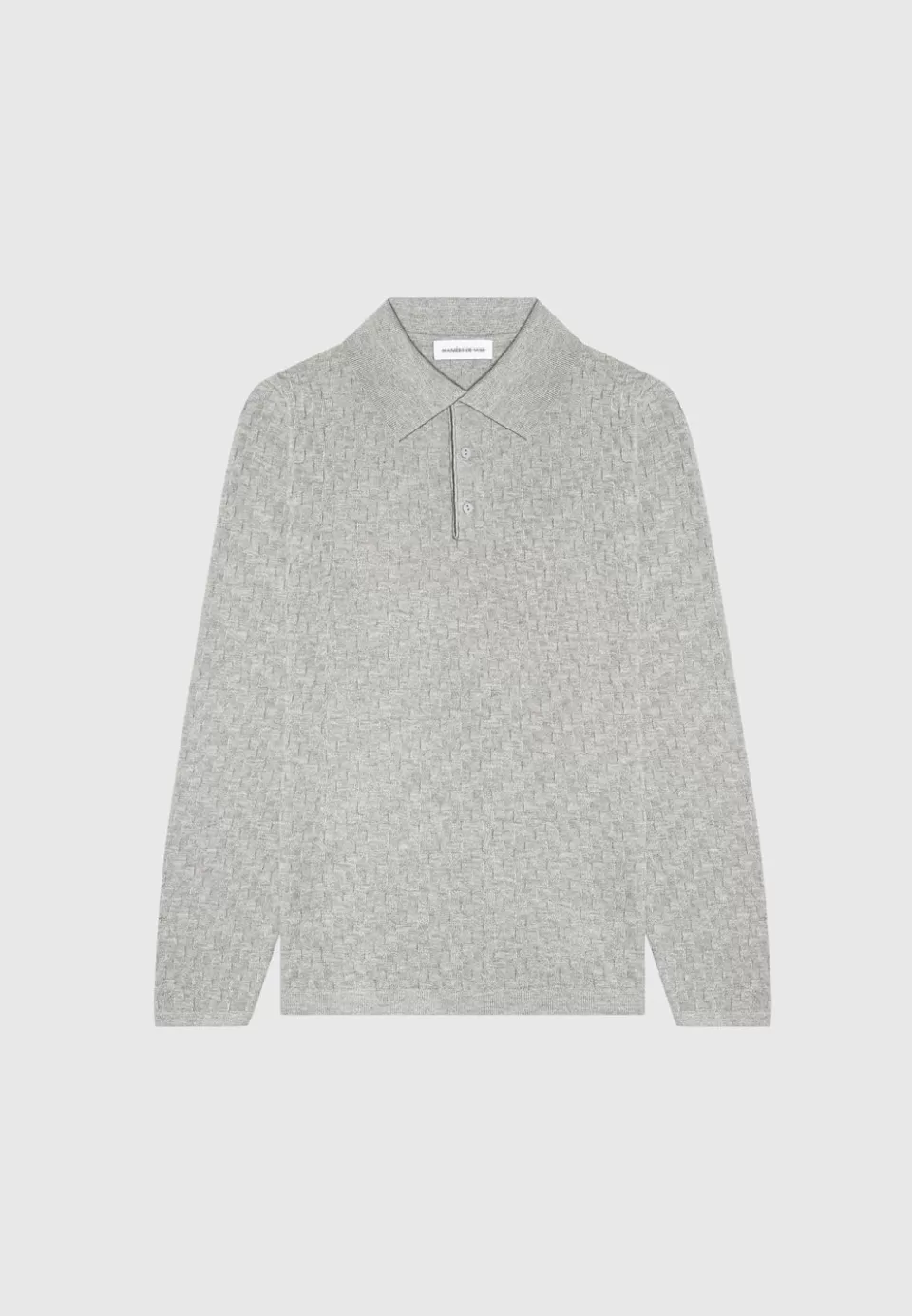 Manière De Voir Cotton Blend Waffle Knit Long Sleeve Polo Top>Man Knitwear