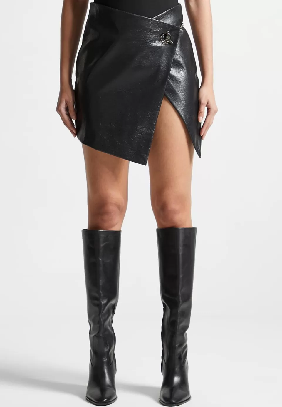 Manière De Voir Cracked Vegan Leather Wrap Skirt>Woman Skirts