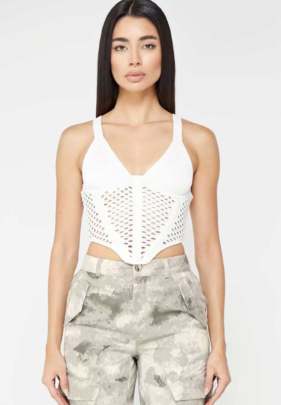 Manière De Voir Crochet Knit Corset Top>Woman Tops & T Shirts