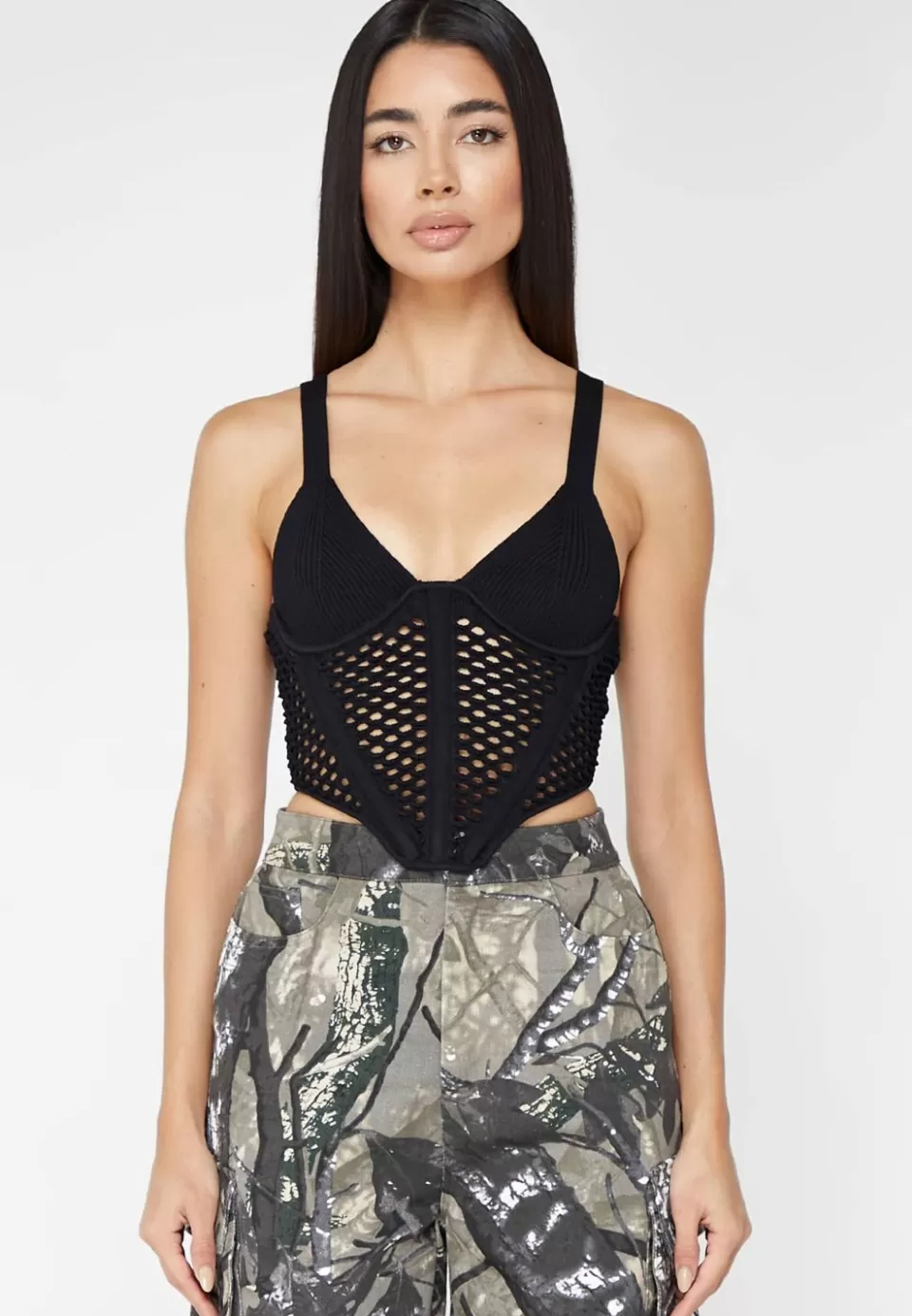 Manière De Voir Crochet Knit Corset Top>Woman Tops & T Shirts