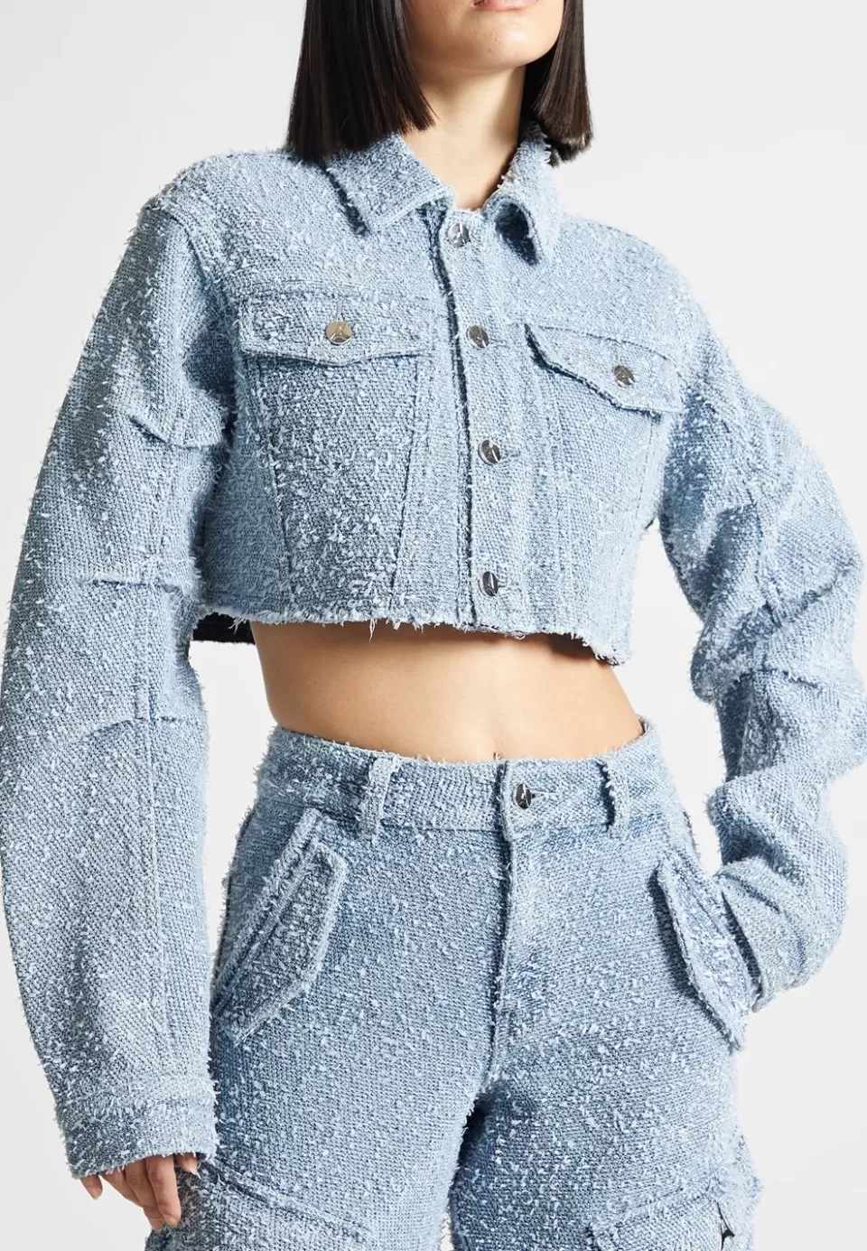 Manière De Voir Cropped Boucle Denim Jacket>Woman Matching Sets