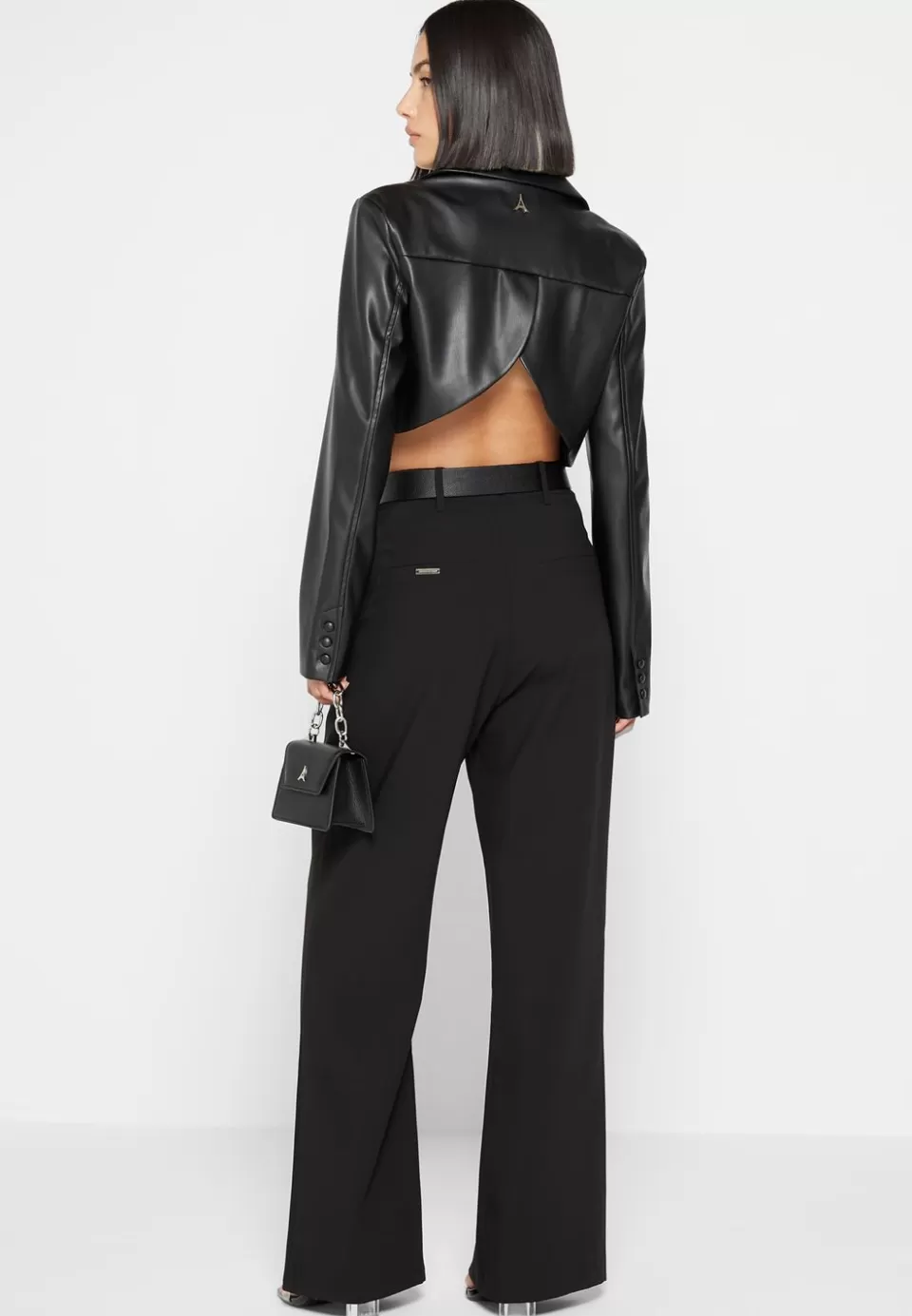 Manière De Voir Cropped Vegan Leather Blazer With Open Back>Woman Blazers & Waistcoats