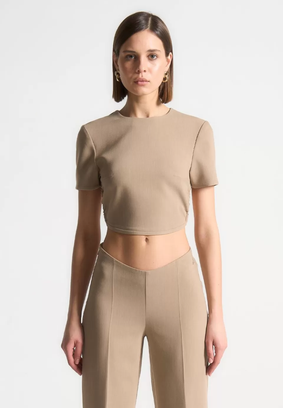 Manière De Voir Curved Hem Backless Top With Tie>Woman Matching Sets