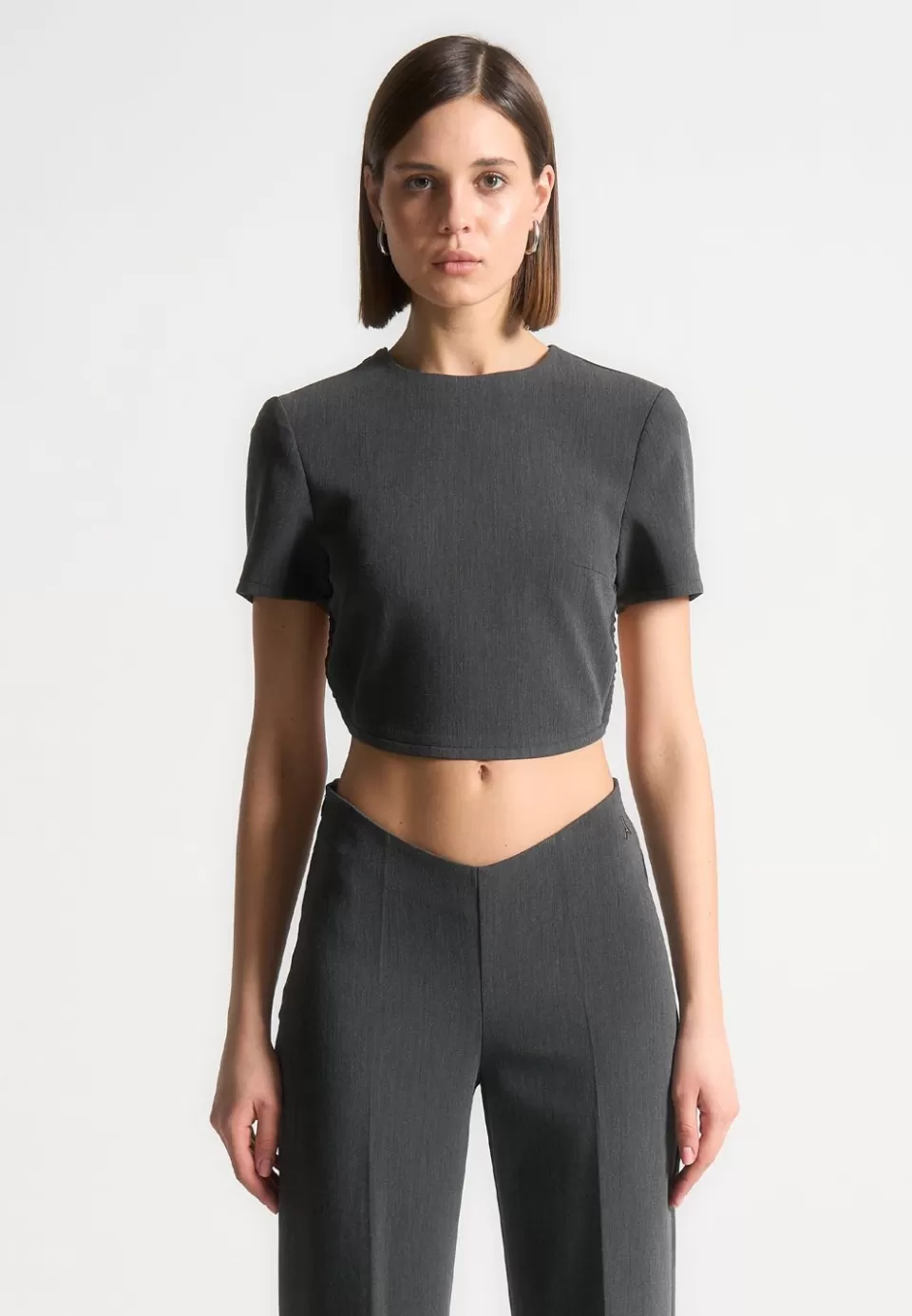 Manière De Voir Curved Hem Backless Top With Tie>Woman Matching Sets