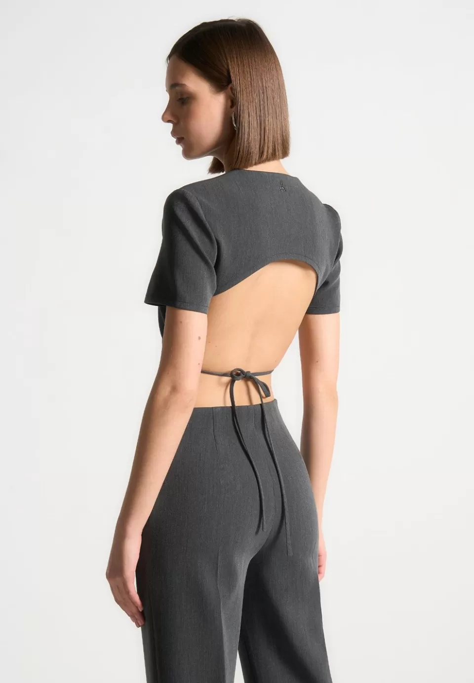 Manière De Voir Curved Hem Backless Top With Tie>Woman Matching Sets
