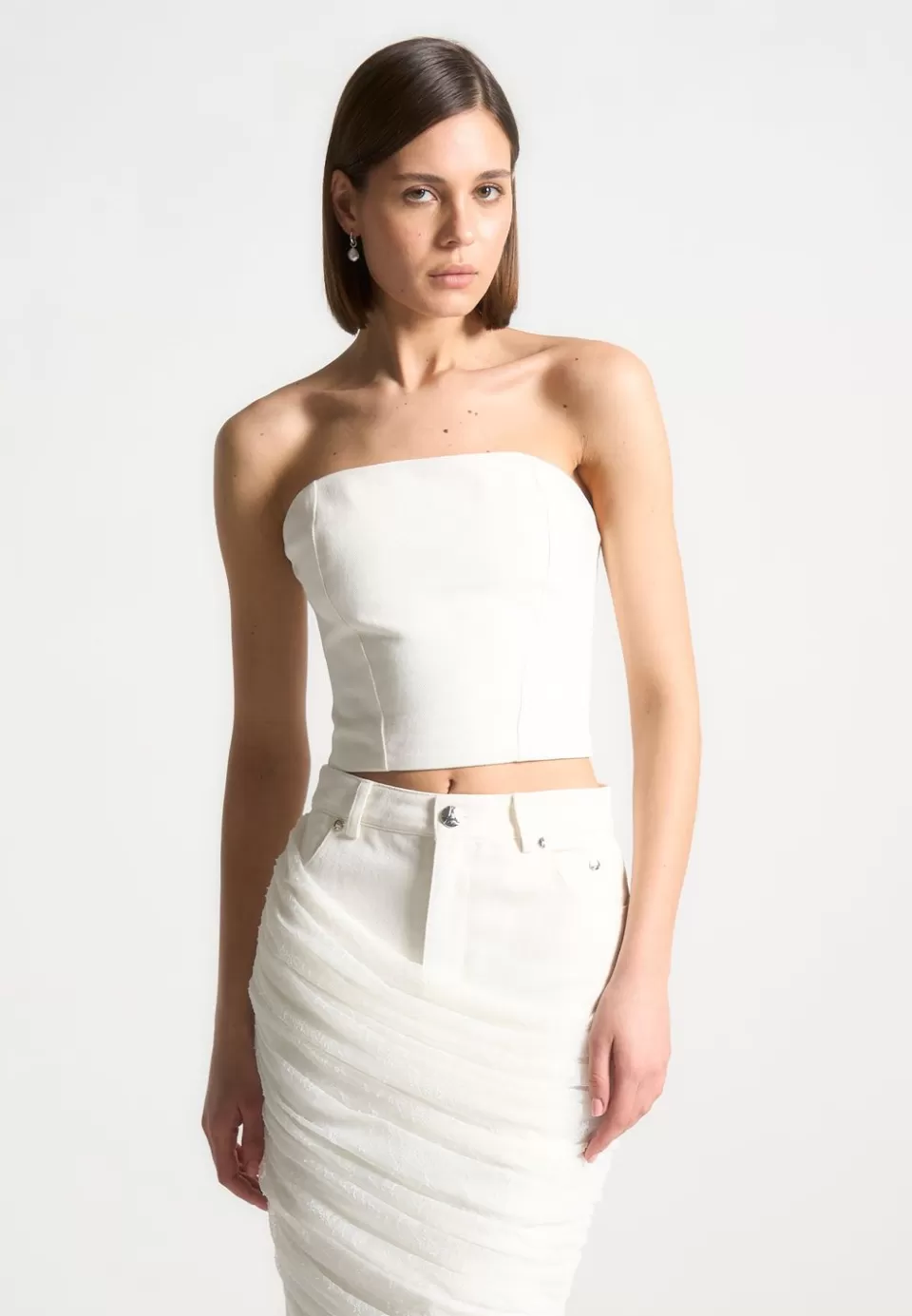 Manière De Voir Denim Bandeau Corset Top>Woman Tops & T Shirts