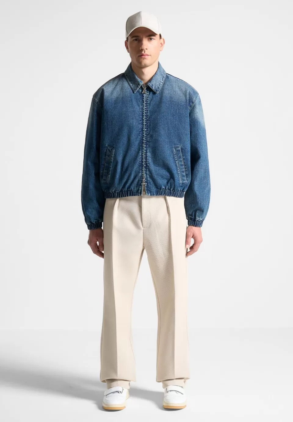 Manière De Voir Denim Padded Cropped Bomber Jacket - Mid>Man Jackets
