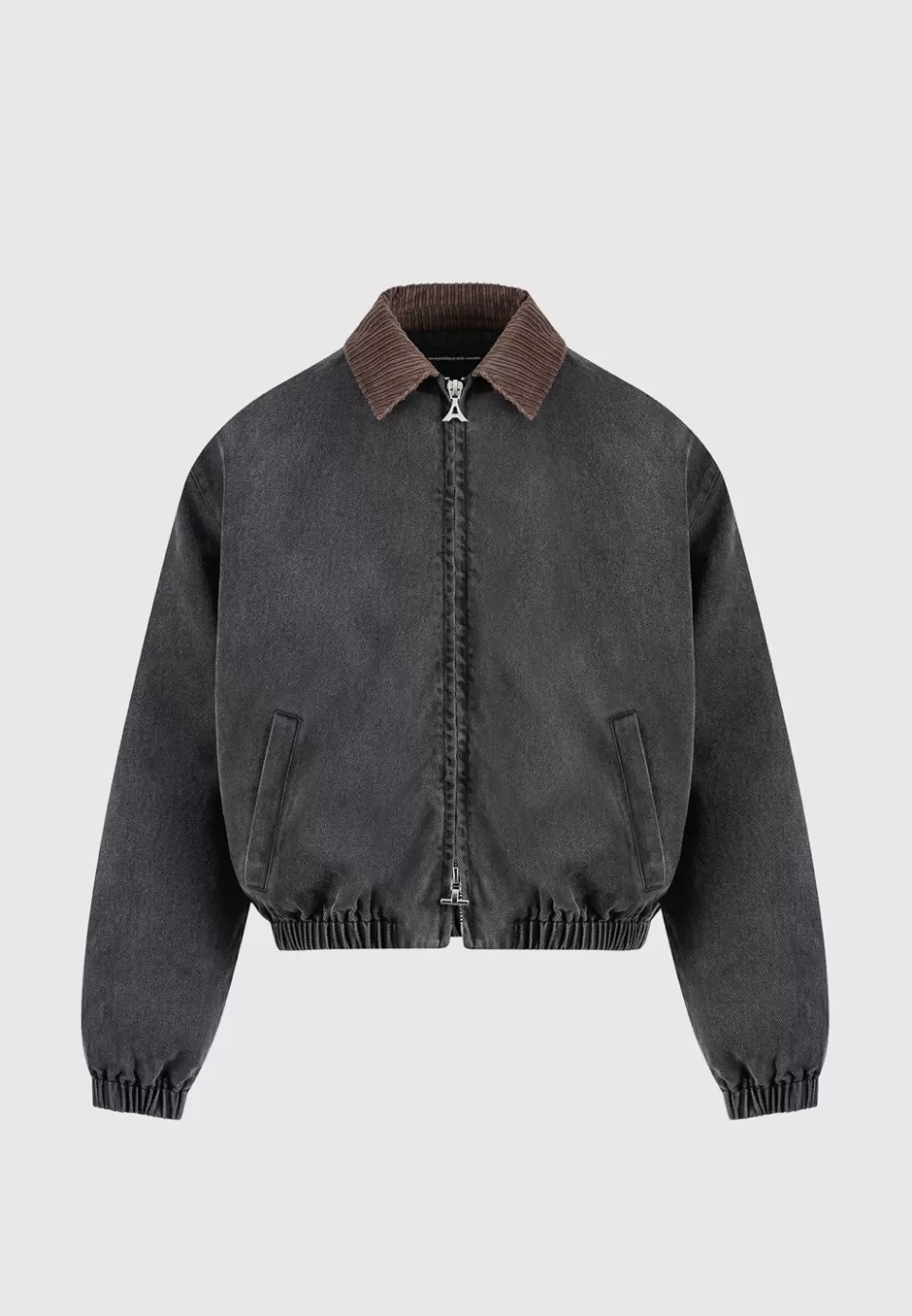 Manière De Voir Denim Padded Cropped Bomber Jacket - Washed Grey>Man Jackets