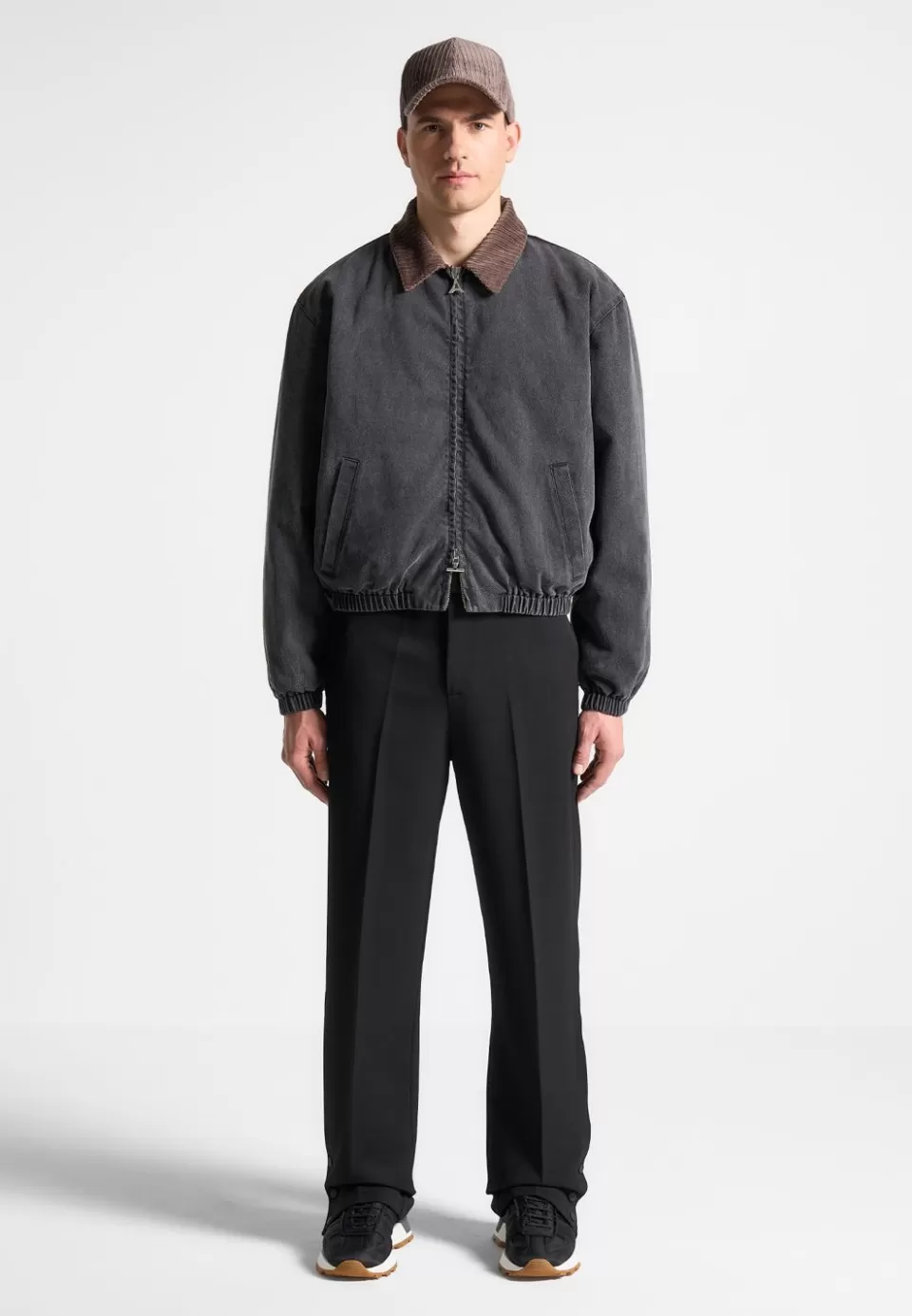 Manière De Voir Denim Padded Cropped Bomber Jacket - Washed Grey>Man Jackets