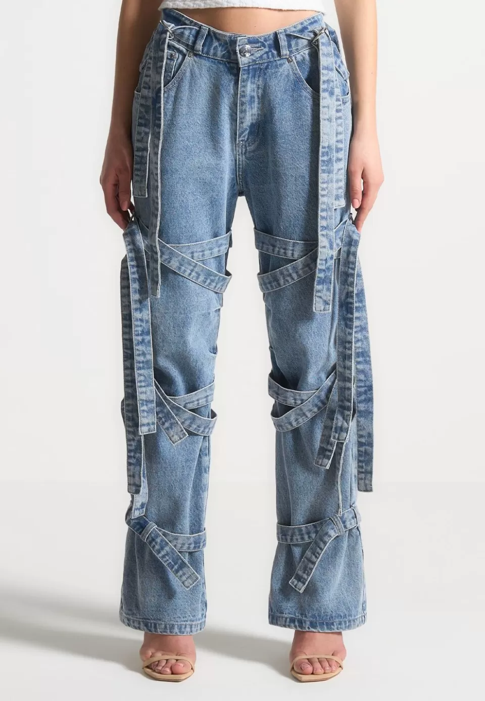 Manière De Voir Denim Strap Cargo Jeans>Woman Jeans