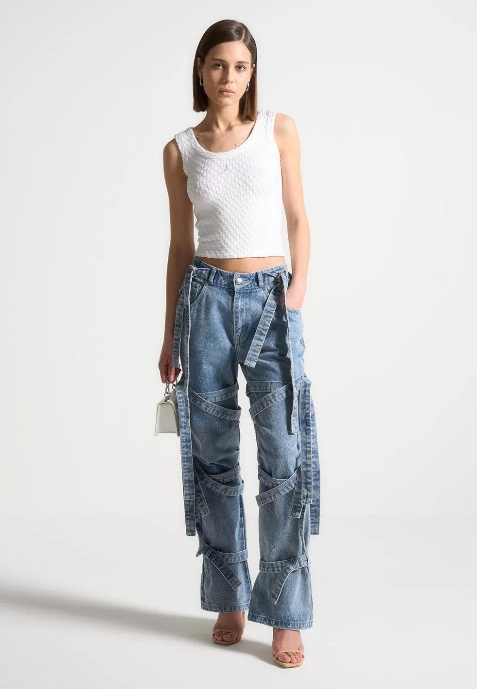 Manière De Voir Denim Strap Cargo Jeans>Woman Jeans