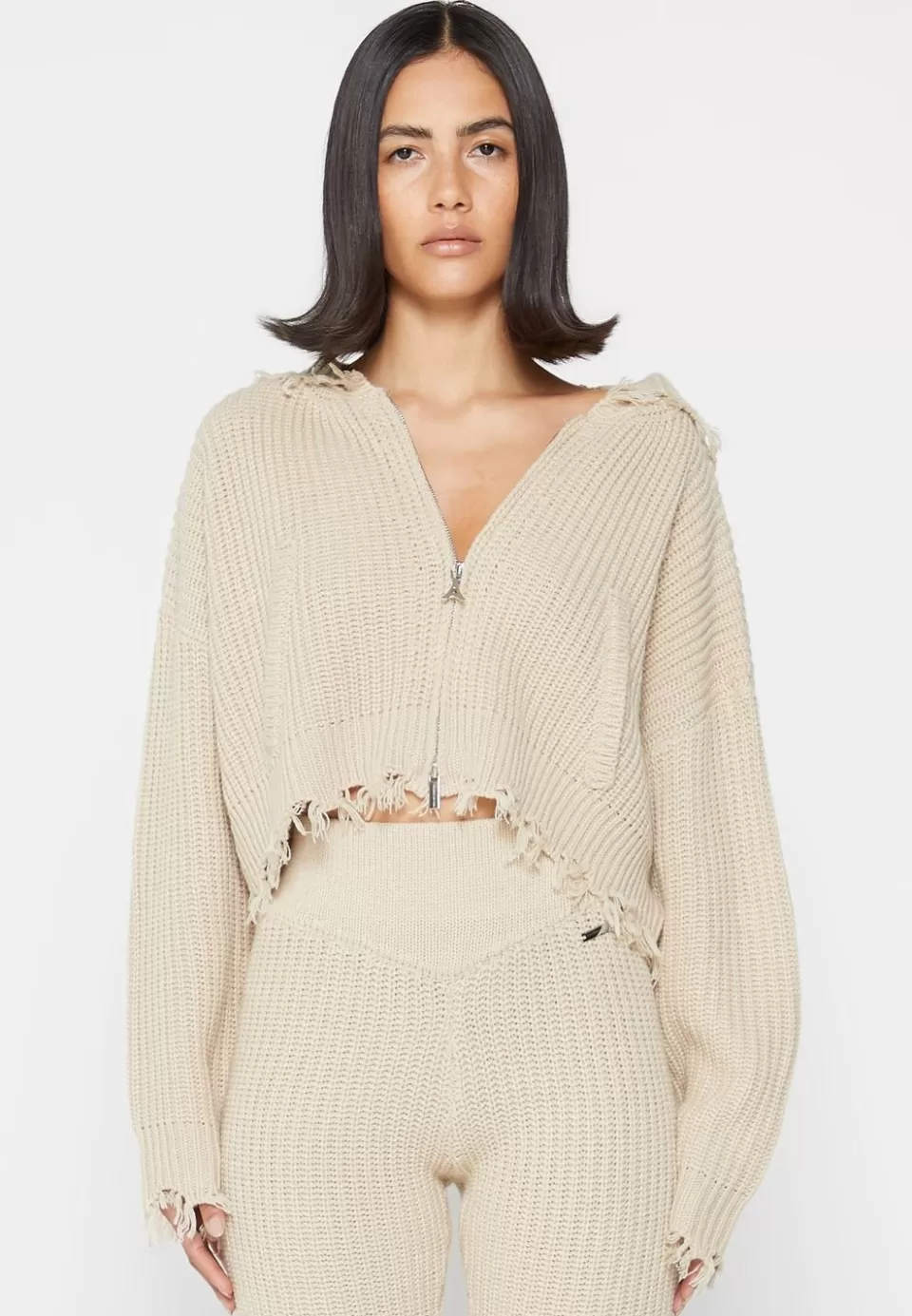Manière De Voir Distressed Chunky Knit Hoodie>Woman Knitwear
