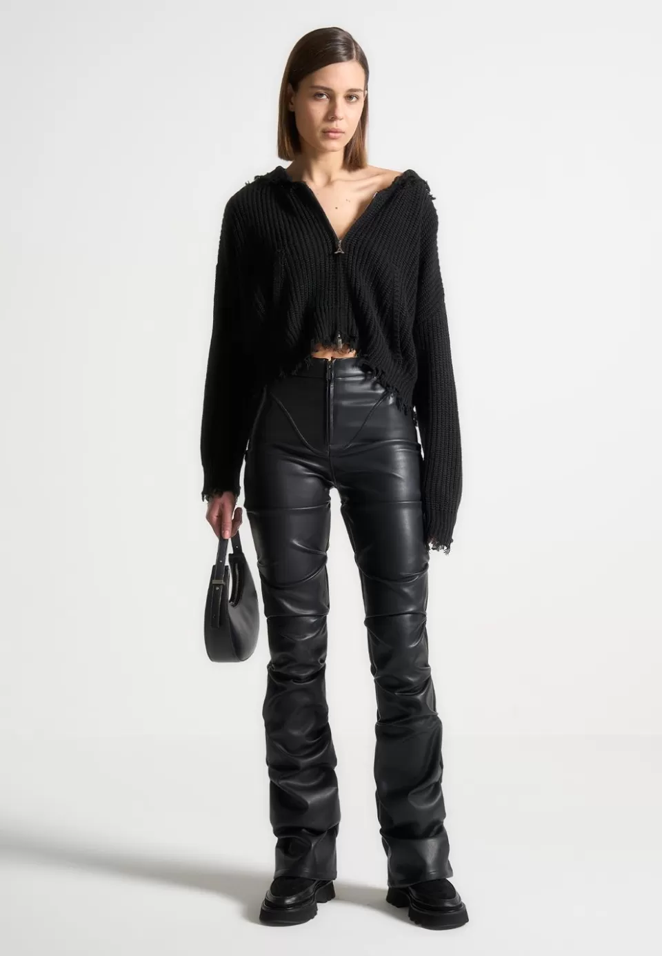 Manière De Voir Distressed Chunky Knit Hoodie>Woman Knitwear
