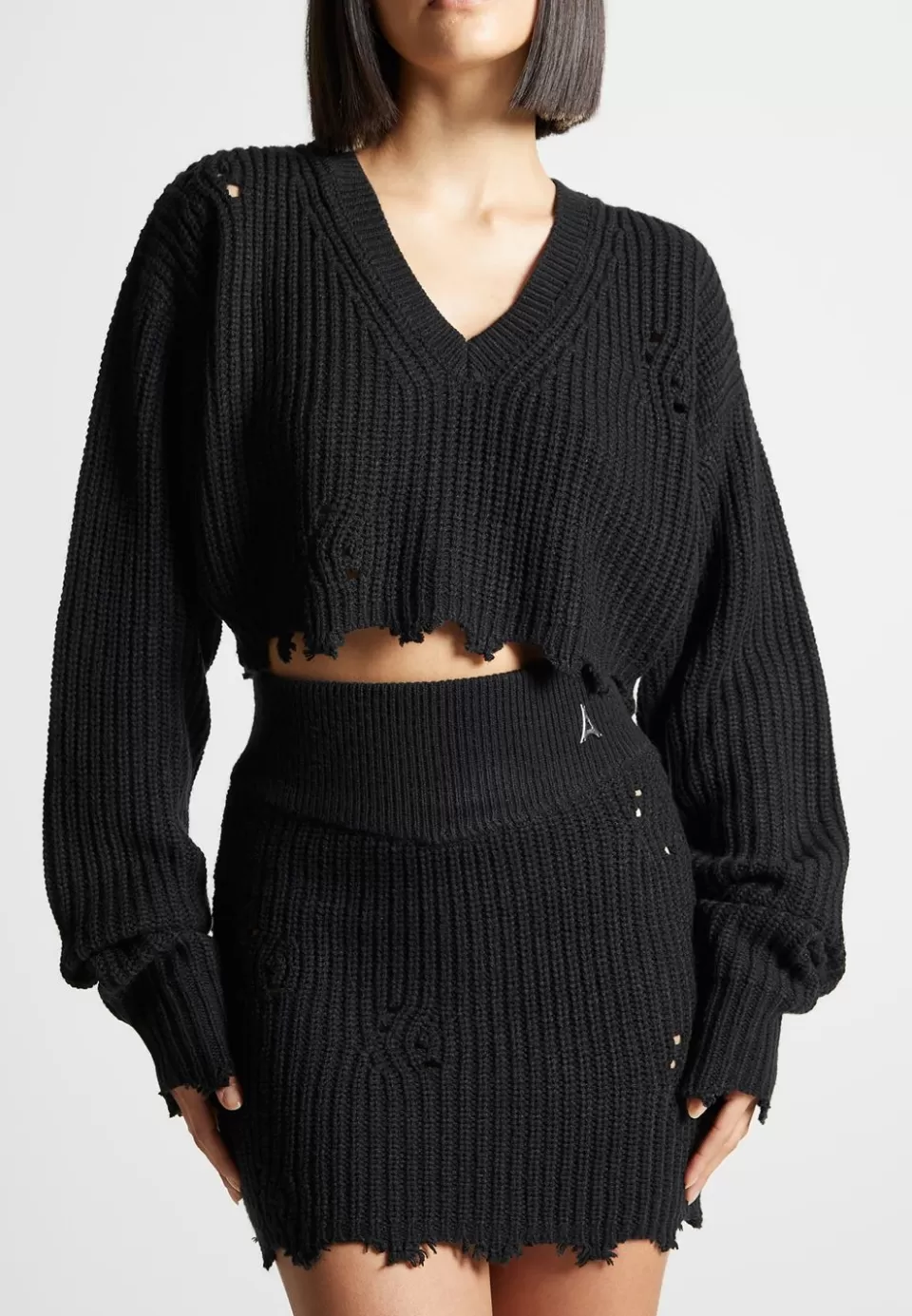 Manière De Voir Distressed Knit Crop Jumper>Woman Jumpers & Hoodies
