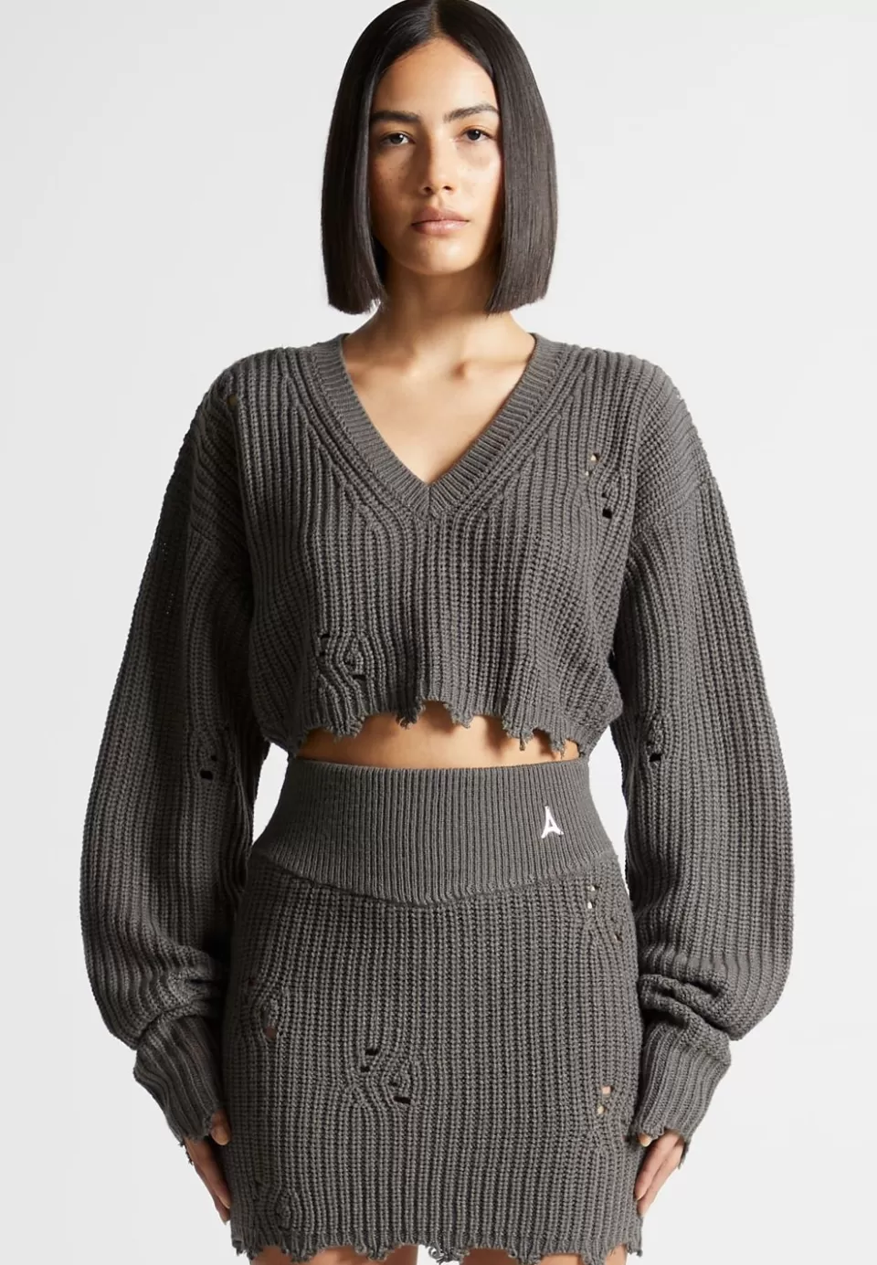 Manière De Voir Distressed Knit Crop Jumper>Woman Jumpers & Hoodies