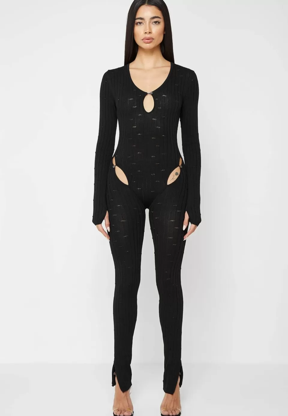 Manière De Voir Distressed Knitted Cut Out Jumpsuit>Woman Jumpsuits & Playsuits