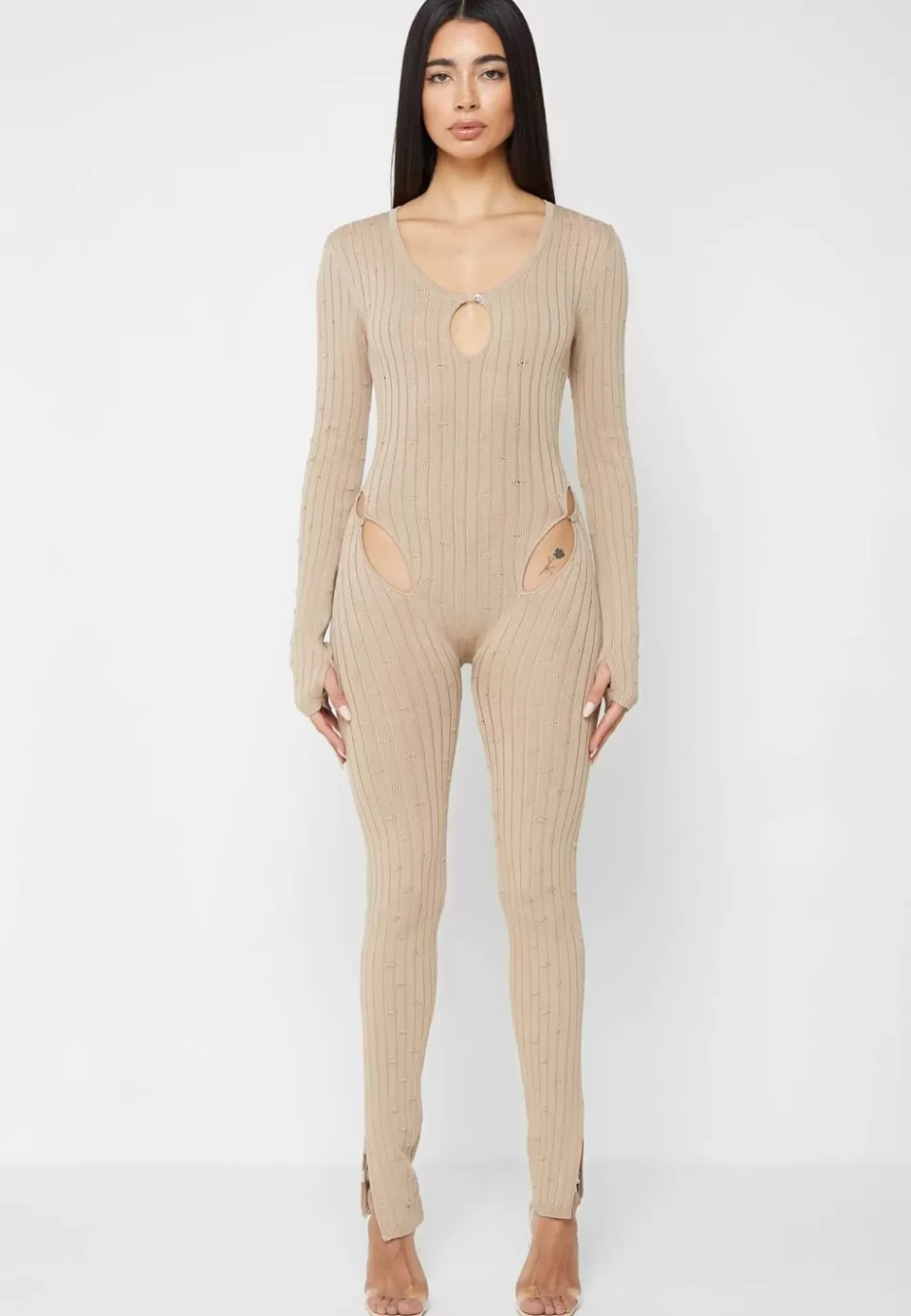 Manière De Voir Distressed Knitted Cut Out Jumpsuit>Woman Jumpsuits & Playsuits