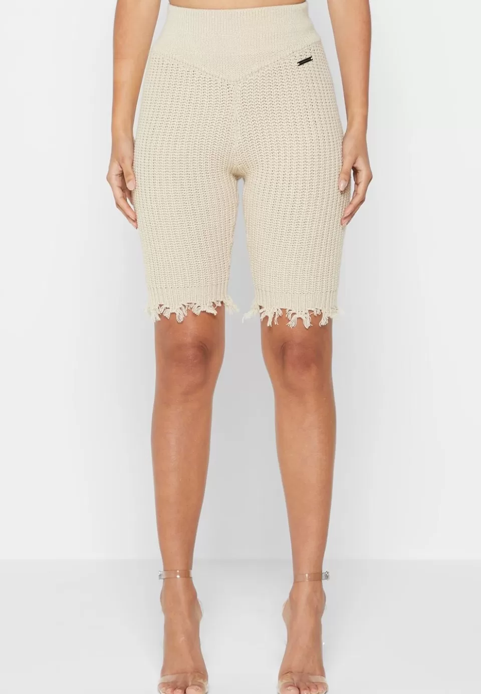 Manière De Voir Distressed Knitted Cycling Shorts>Woman Shorts