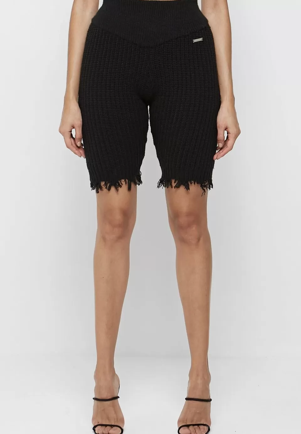 Manière De Voir Distressed Knitted Cycling Shorts>Woman Shorts