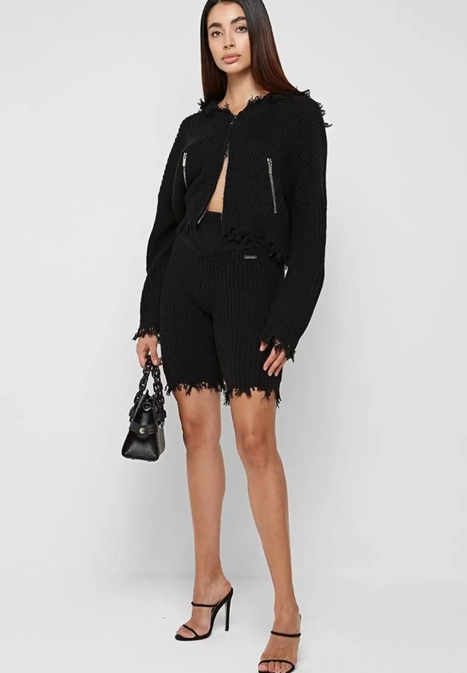 Manière De Voir Distressed Knitted Cycling Shorts>Woman Shorts