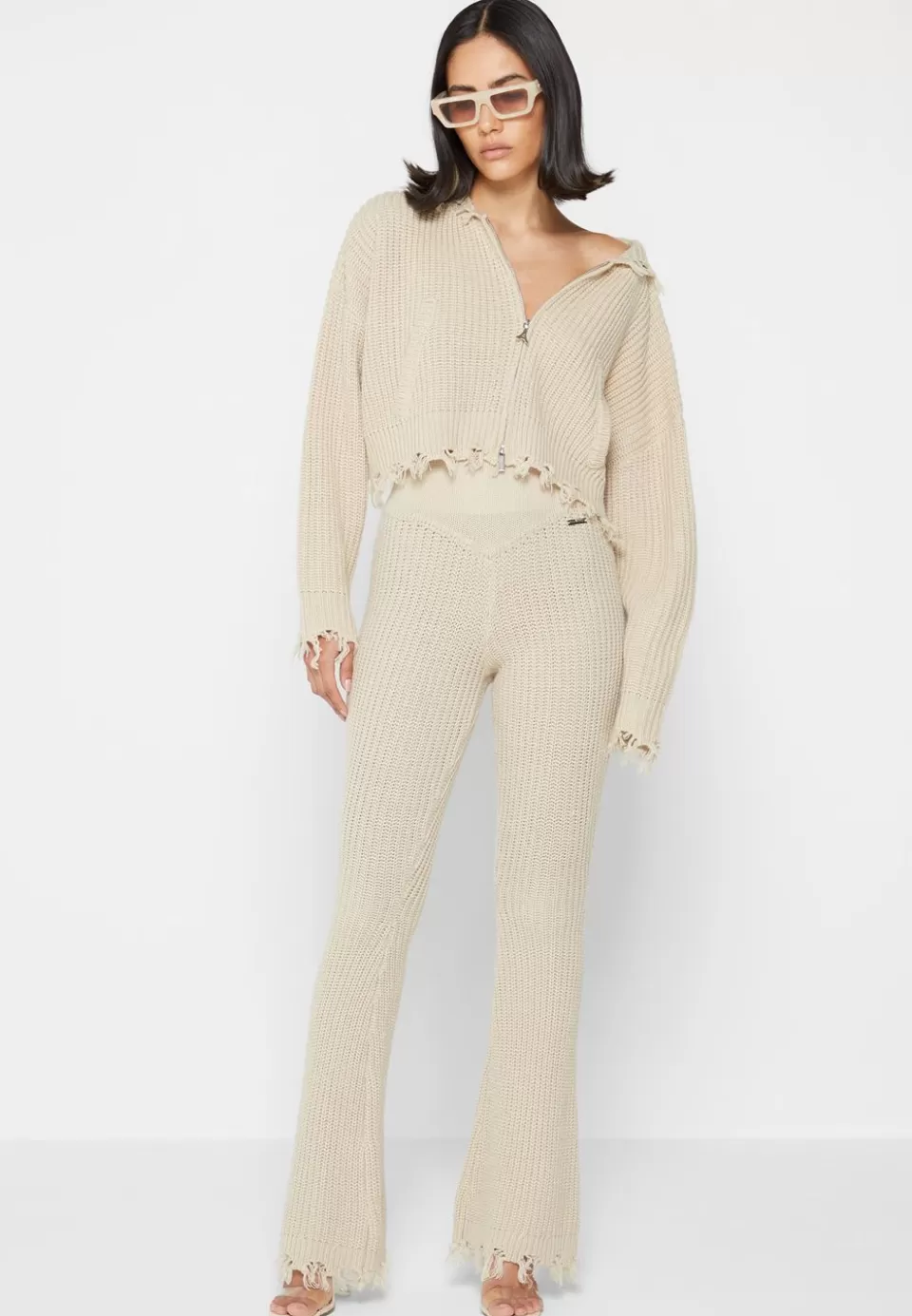 Manière De Voir Distressed Knitted Fit And Flare Leggings>Woman Leggings