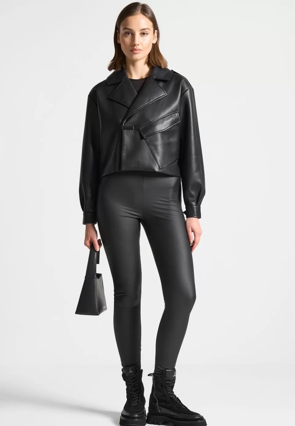 Manière De Voir Double Breasted Vegan Leather Biker Jacket>Woman Jackets