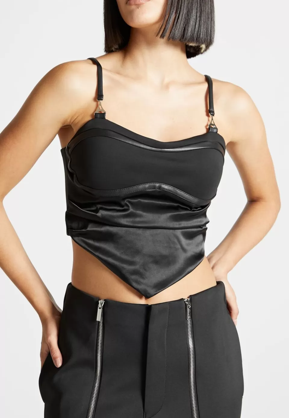 Manière De Voir Draped Satin Corset Top>Woman Tops & T Shirts