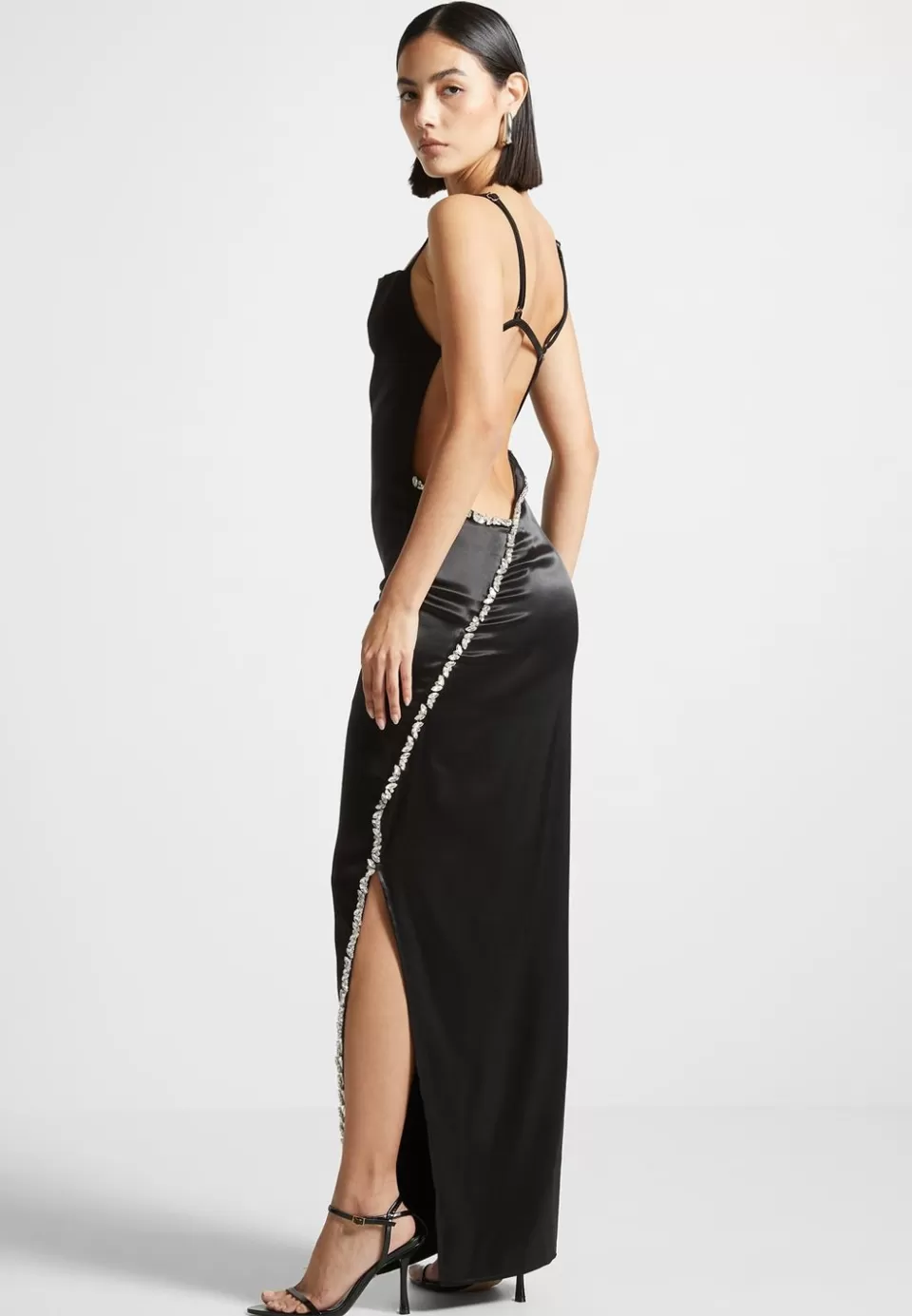 Manière De Voir Embellished Open Back Satin Midaxi Dress>Woman Dresses