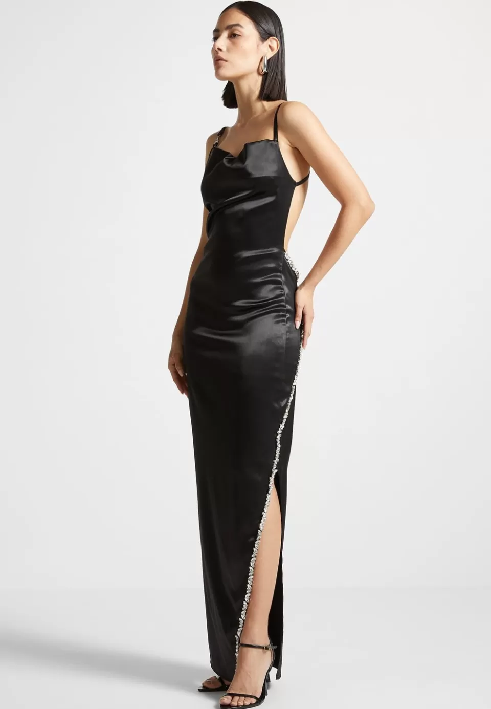 Manière De Voir Embellished Open Back Satin Midaxi Dress>Woman Dresses